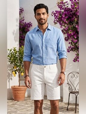 Banana Republic White Flat Front Men's Shorts